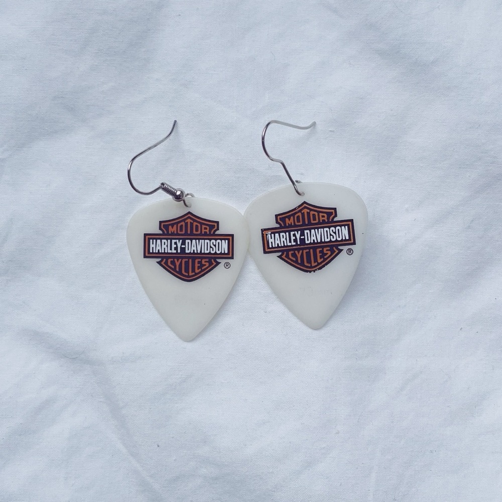 Harley Davidson Guitar Pick Earrings